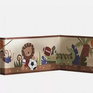 Lambs & Ivy Team Safari Nursery Playroom Wallpaper Border Pre-pasted 8" x 30'